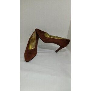 ESCADA Brown Suede Women's Pumps Size 8.5 3" Heels Made in Italy New Heel Taps